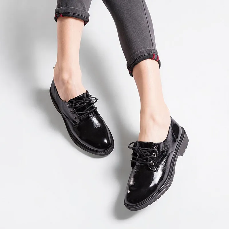 Women's Spring/Summer Leather Lace-Up Oxfords