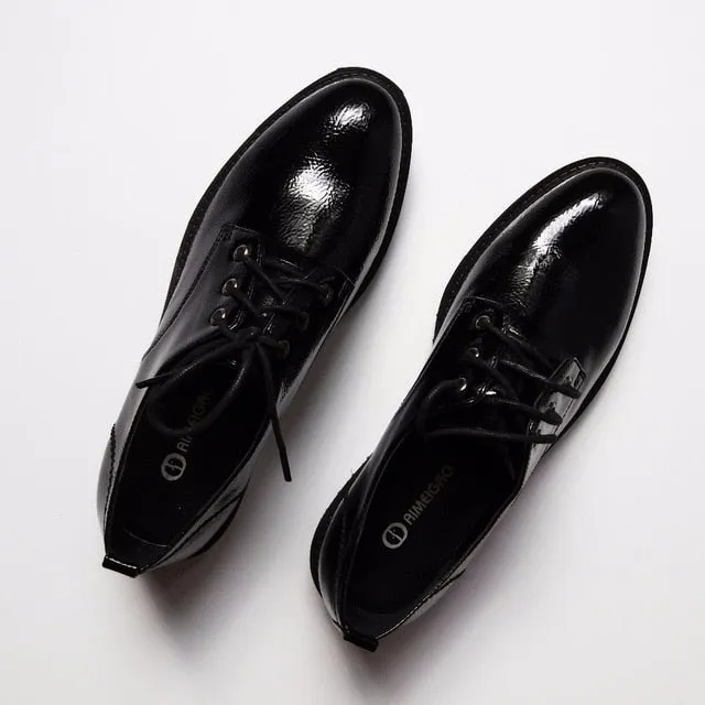 Women's Spring/Summer Leather Lace-Up Oxfords