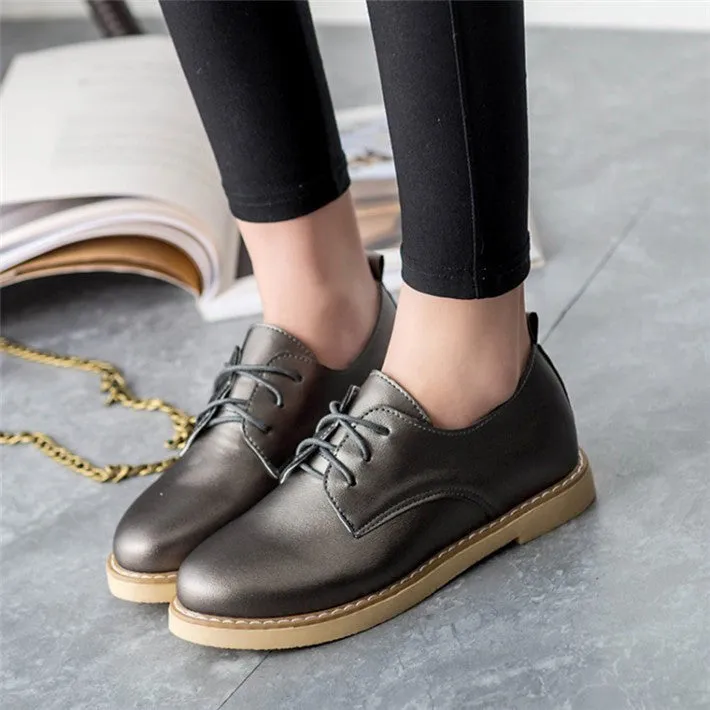 Women's Vintage PU Leather Spring Oxfords